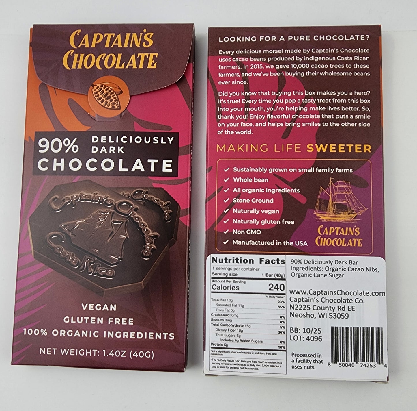 Organic 90% Dark Chocolate Bars Variety
