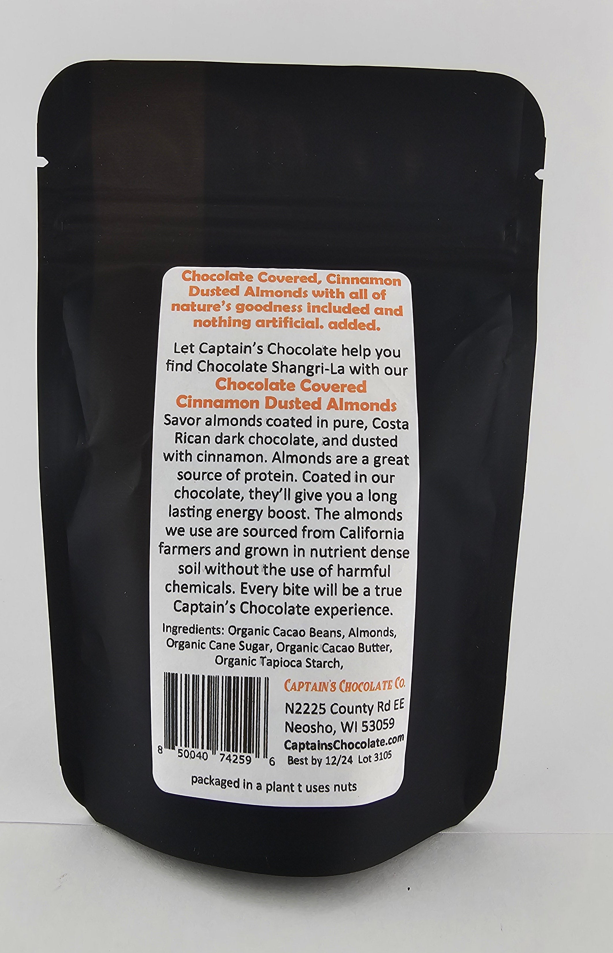 Chocolate Covered Cinnamon Dusted Almonds – Captain's Chocolate