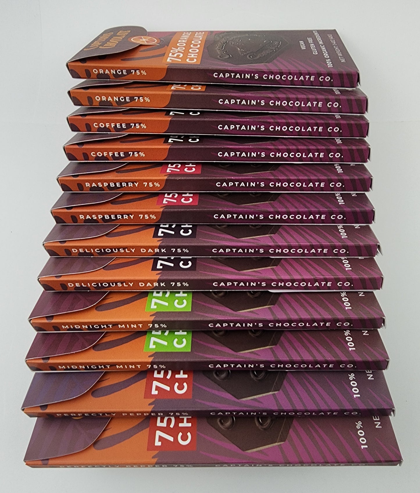 
                  
                    Captain's Organic Chocolate Bar Bundle 60%, 75% or 90%
                  
                