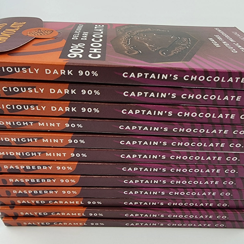 
                  
                    Captain's Organic Chocolate Bar Bundle 60%, 75% or 90%
                  
                