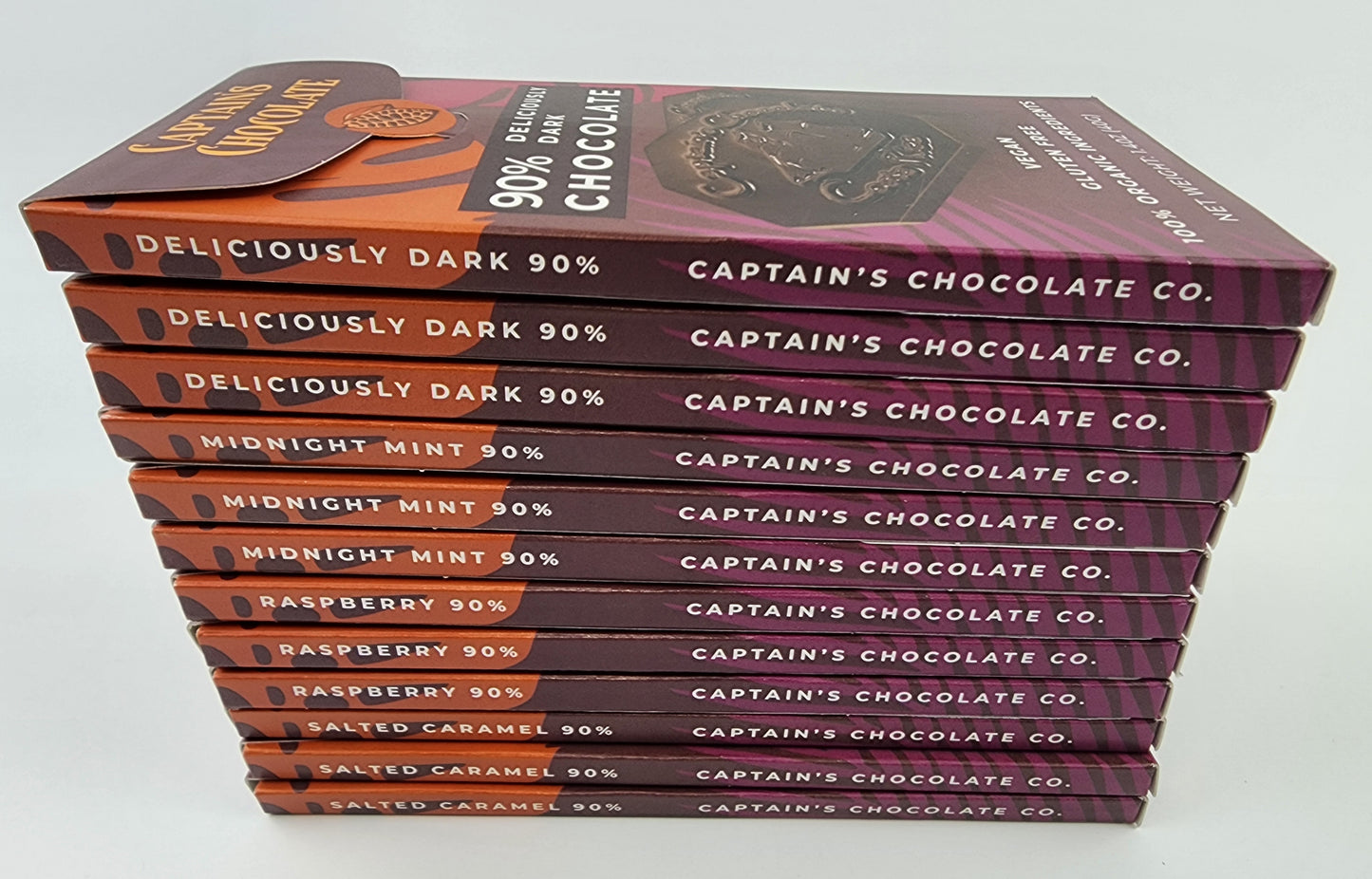 
                  
                    Captain's Organic Chocolate Bar Bundle 60%, 75% or 90%
                  
                