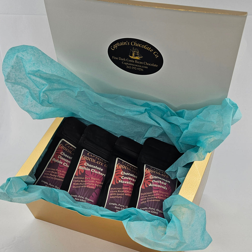 
                  
                    Golden Indulgence Gift Box – Organic Dark Chocolate Covered Nuts & Fruits
                  
                