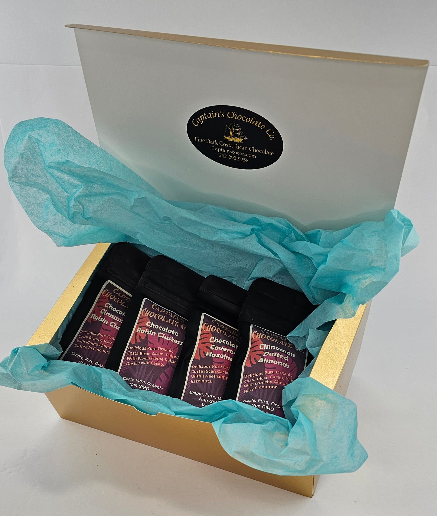 
                  
                    Golden Indulgence Gift Box – Organic Dark Chocolate Covered Nuts & Fruits
                  
                