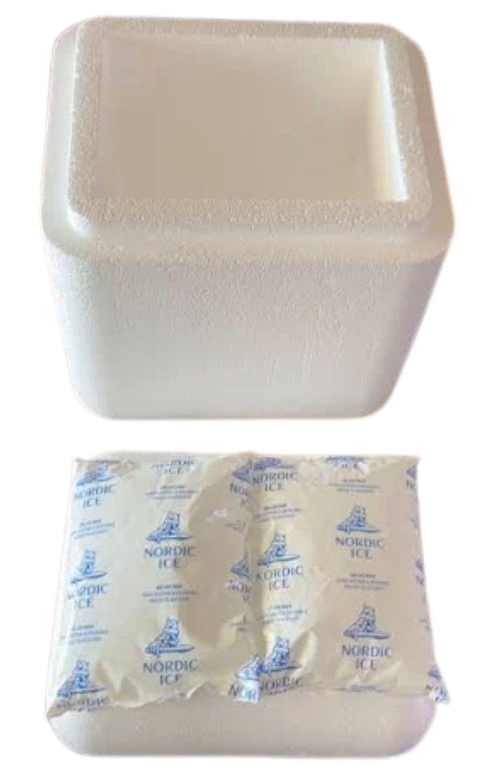 Cooler with gel pack for summer shipping