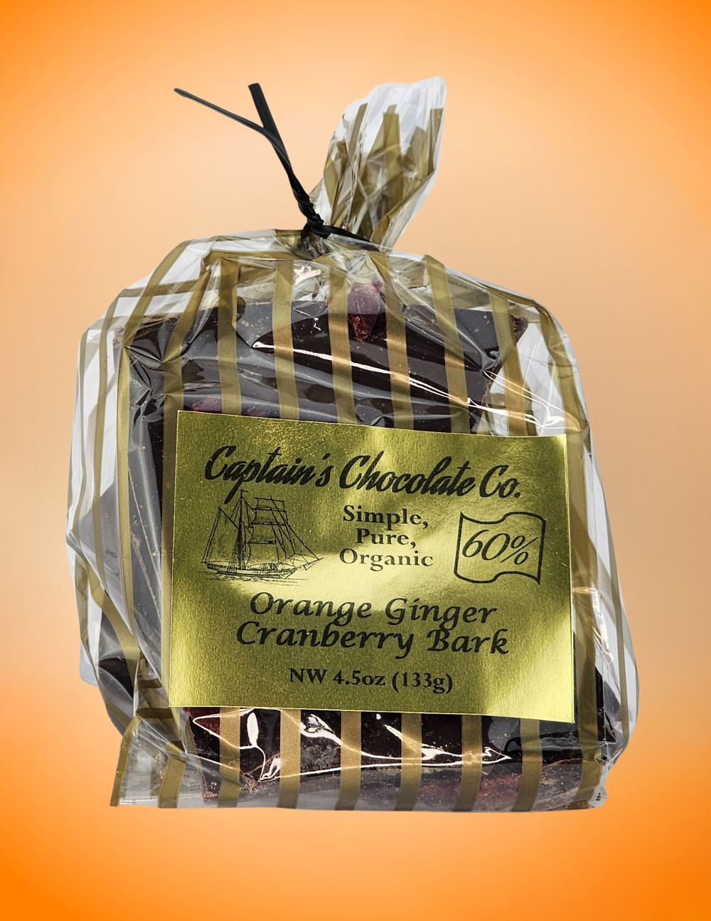 Orange Ginger Cranberry Chocolate Bark